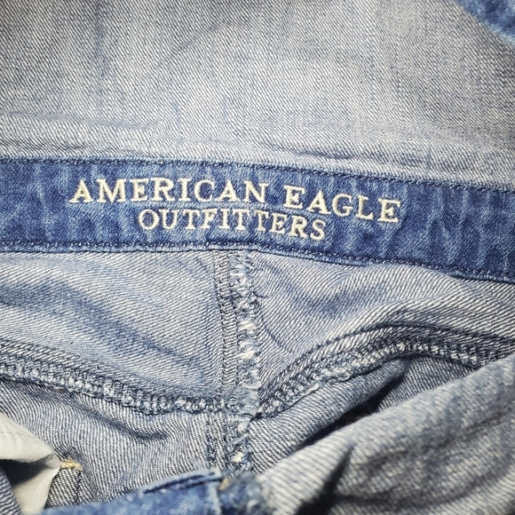 American Eagle Button Front Adjustable Tie Overalls Shorts Size Small - Picture 8 of 9